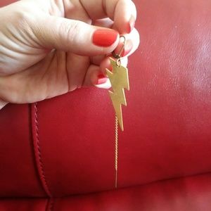 Lightning Bolt Earrings with Long Chain